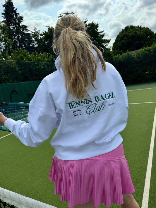 Ladies White Bagel Club Hoodie